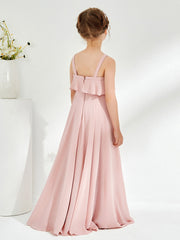 Robes de Demoiselle d'Honneur Junior à Bretelles Spaghetti Rose Poudré