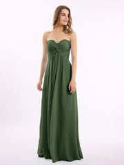Sans Bretelles Empire Mousseline Robes Avec Cœur Olive Verte