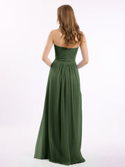 Sans Bretelles Empire Mousseline Robes Avec Cœur Olive Verte
