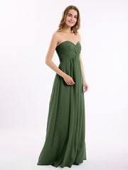 Sans Bretelles Empire Mousseline Robes Avec Cœur Olive Verte