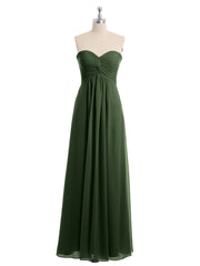 Sans Bretelles Empire Mousseline Robes Avec Cœur Olive Verte