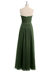 Sans Bretelles Empire Mousseline Robes Avec Cœur Olive Verte