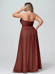 Sans Bretelles Empire Mousseline Robes Avec Cœur terracotta Grande Taille