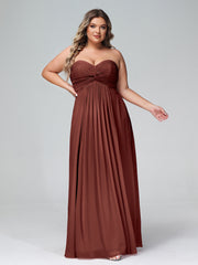 Sans Bretelles Empire Mousseline Robes Avec Cœur terracotta Grande Taille