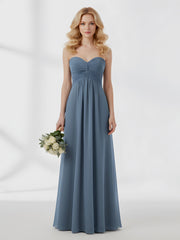 Sans Bretelles Empire Mousseline Robes Avec Cœur Bleu de Schiste