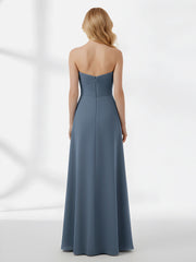 Sans Bretelles Empire Mousseline Robes Avec Cœur Bleu de Schiste