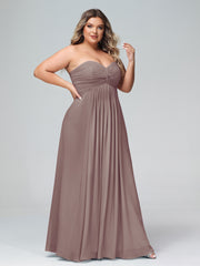 Sans Bretelles Empire Mousseline Robes Avec Cœur Dusk Grande Taille