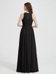 Licou Mousseline Simple Robe Avec Fente Noir