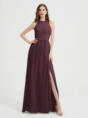 Licou Mousseline Simple Robe Avec Fente Cabernet