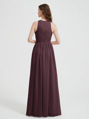 Licou Mousseline Simple Robe Avec Fente Chocolat Grande Taille