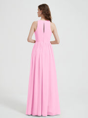 Licou Mousseline Simple Robe Avec Fente Rose Bonbon Grande Taille
