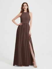 Licou Mousseline Simple Robe Avec Fente Chocolat