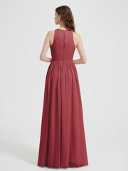 Licou Mousseline Simple Robe Avec Fente Cannelle Rose