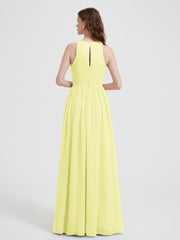 Licou Mousseline Simple Robe Avec Fente Jonquille Grande Taille