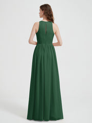 Licou Mousseline Simple Robe Avec Fente Vert Foncé