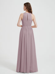 Licou Mousseline Simple Robe Avec Fente Crépuscule Grande Taille
