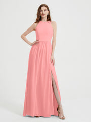 Licou Mousseline Simple Robe Avec Fente Flamant Grande Taille