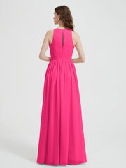 Licou Mousseline Simple Robe Avec Fente Fuchsia