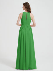 Licou Mousseline Simple Robe Avec Fente Vert Grande Taille
