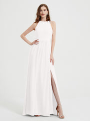 Licou Mousseline Simple Robe Avec Fente Ivoire