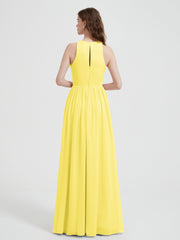 Licou Mousseline Simple Robe Avec Fente Citron