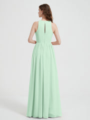 Licou Mousseline Simple Robe Avec Fente Vert Menthe Grande Taille