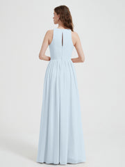 Licou Mousseline Simple Robe Avec Fente Brume Grande Taille