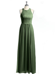 Licou Mousseline Simple Robe Avec Fente Olive Verte