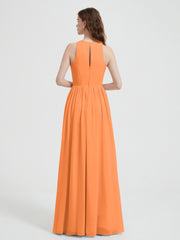 Licou Mousseline Simple Robe Avec Fente Orange Grande Taille