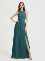 Licou Mousseline Simple Robe Avec Fente Paon Grande Taille