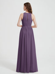 Licou Mousseline Simple Robe Avec Fente Plum Grande Taille