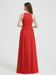Licou Mousseline Simple Robe Avec Fente Rouge