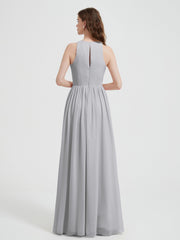 Licou Mousseline Simple Robe Avec Fente Argent