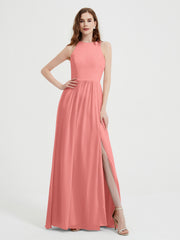Licou Mousseline Simple Robe Avec Fente Sunset Grande Taille