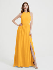 Licou Mousseline Simple Robe Avec Fente Mandarine