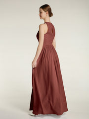 Licou Mousseline Simple Robe Avec Fente terracotta