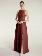 Licou Mousseline Simple Robe Avec Fente terracotta
