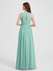 Licou Mousseline Simple Robe Avec Fente Turquoise Grande Taille
