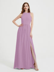 Licou Mousseline Simple Robe Avec Fente Glycine Grande Taille