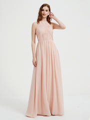 Licou Mousseline Robes Avec Corsage Plissé Rose Perle Grande Taille