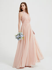 Licou Mousseline Robes Avec Corsage Plissé Rose Perle Grande Taille