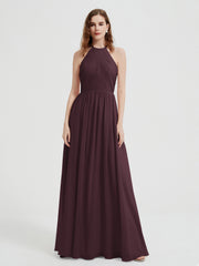 Licou Mousseline Robes Avec Corsage Plissé Cabernet Grande Taille