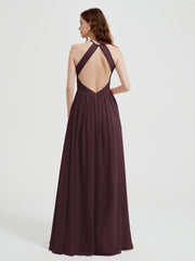 Licou Mousseline Robes Avec Corsage Plissé Cabernet Grande Taille