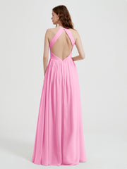 Licou Mousseline Robes Avec Corsage Plissé Rose Bonbon