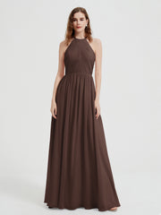 Licou Mousseline Robes Avec Corsage Plissé Chocolat Grande Taille