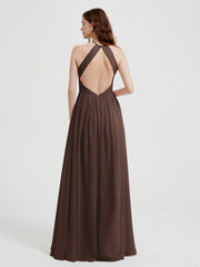 Licou Mousseline Robes Avec Corsage Plissé Chocolat Grande Taille