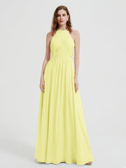 Licou Mousseline Robes Avec Corsage Plissé Jonquille Grande Taille