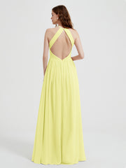 Licou Mousseline Robes Avec Corsage Plissé Jonquille Grande Taille