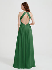 Licou Mousseline Robes Avec Corsage Plissé Emeraude
