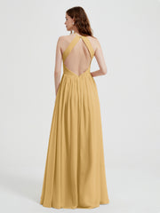 Licou Mousseline Robes Avec Corsage Plissé Or Grande Taille